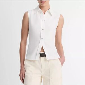 NWT Vince Sleeveless Button-front Shirt